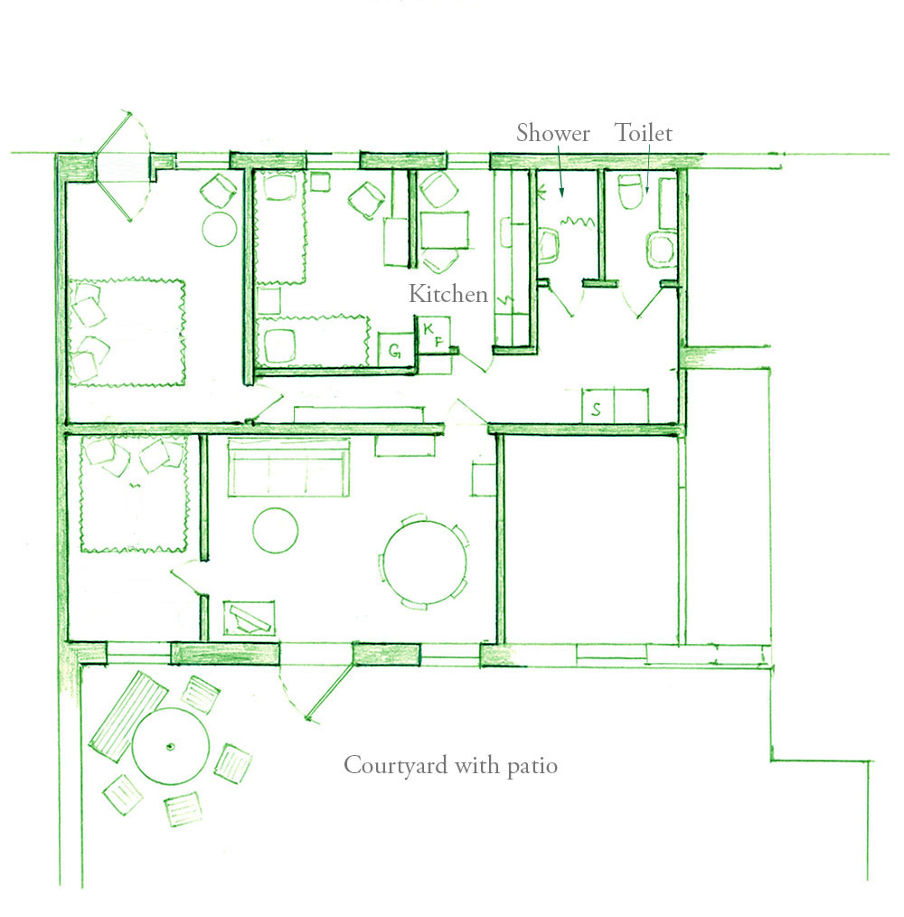 Interior planning for the big courtyard apartment.