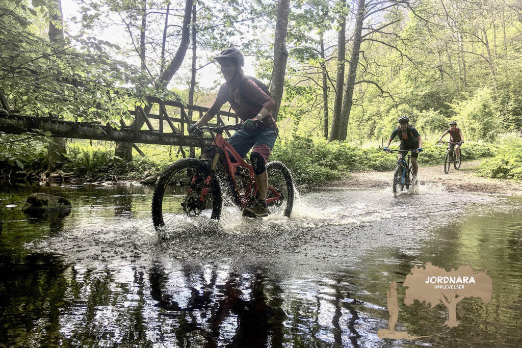 Mountainbike over the Verkeån river.